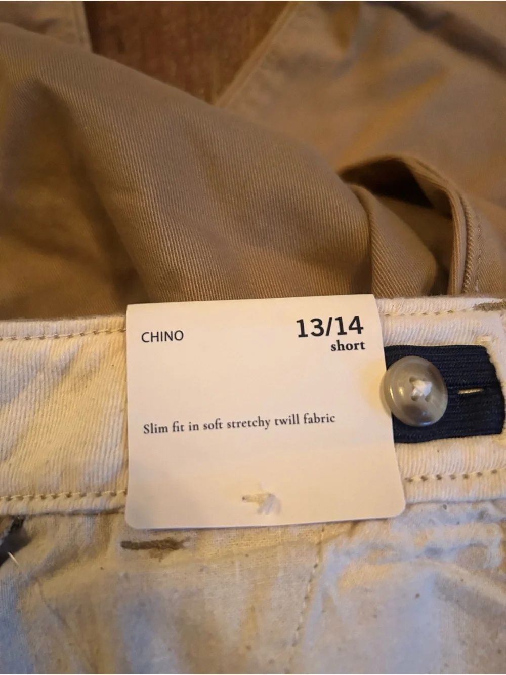 NWT abercrombie kids chino khaki pants size 13/14 short